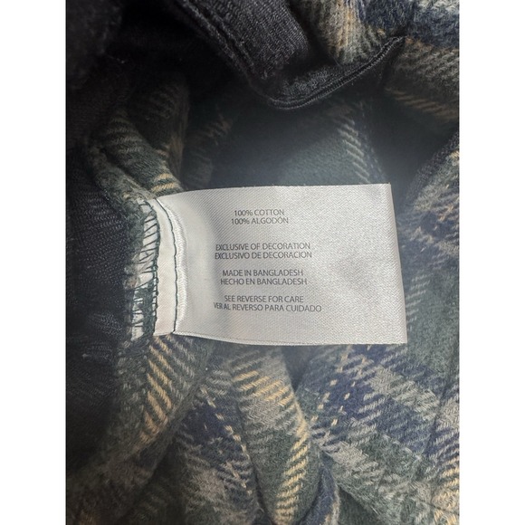 Woolrich Woolen Mills Mens XXL 2XL Green Blue Plaid Flannel Shirt Heavy Cotton - Picture 5 of 5